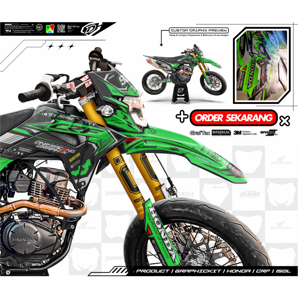 KLX GREENTECH SERIES  Custom Decals KLX, DTX , WR, CRF Supermoto/Motocross // DNRRACING