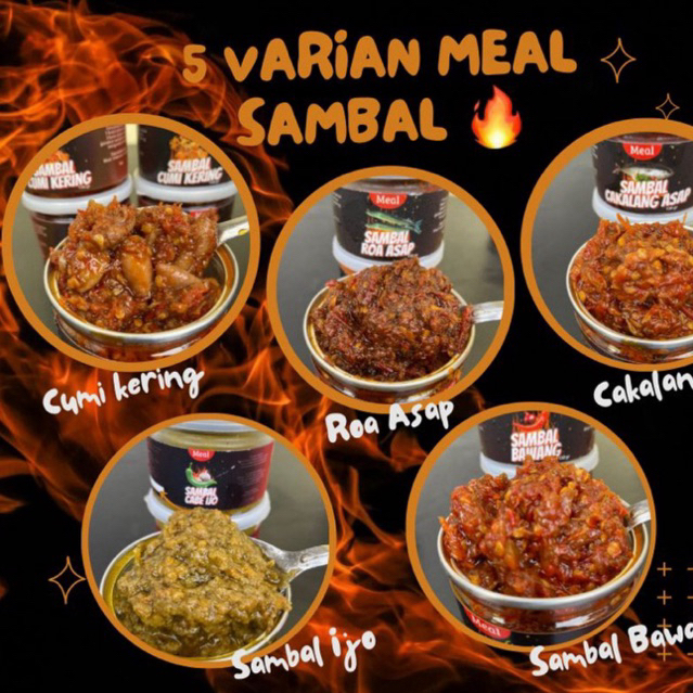 

Sambel Meal Pedas Enak ( Sambel ijo,sambel cumi,sambel roa asap ,sambel bawang & sambel cakalang )