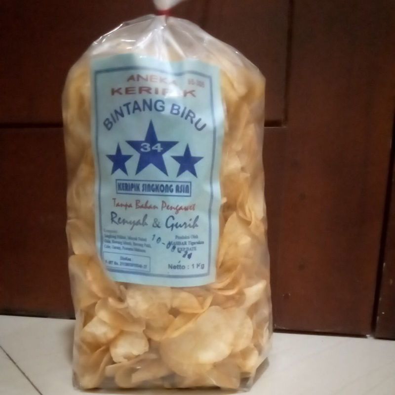 

Keripik singkong 1kg original asin gurih -Bintang Biru 34