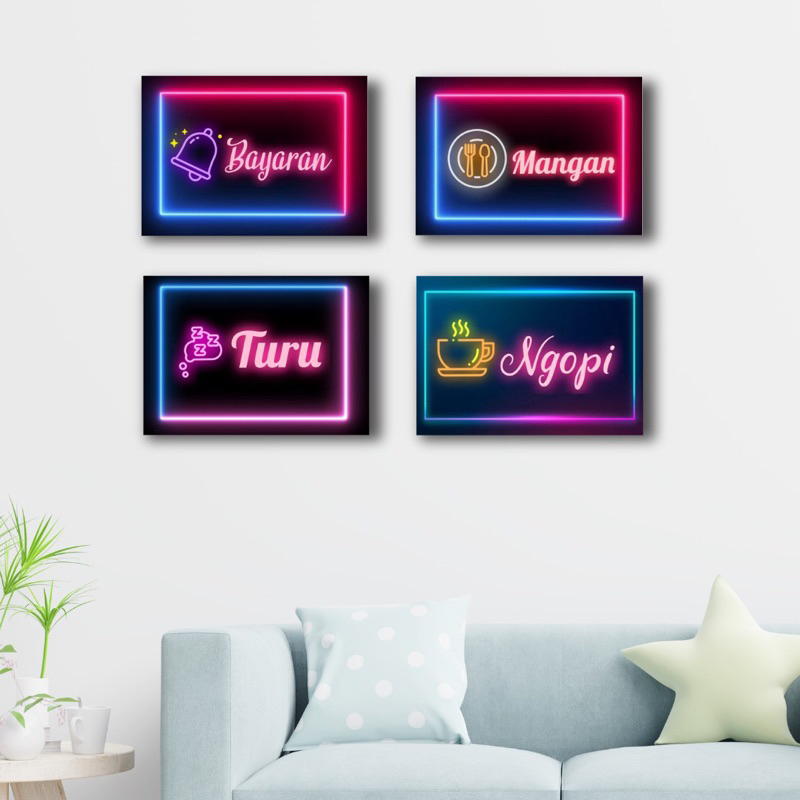 Poster Kayu Hiasan Dinding Kamar / Poster Aesthetic Dekorasi Kamar Cowok Cewek Neon gamer quot text 
