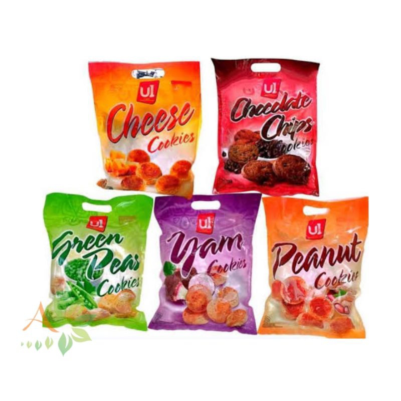 

U1 Cookies Yam Peanut Cheese Chocolate Pandan Cookies Halal 350g