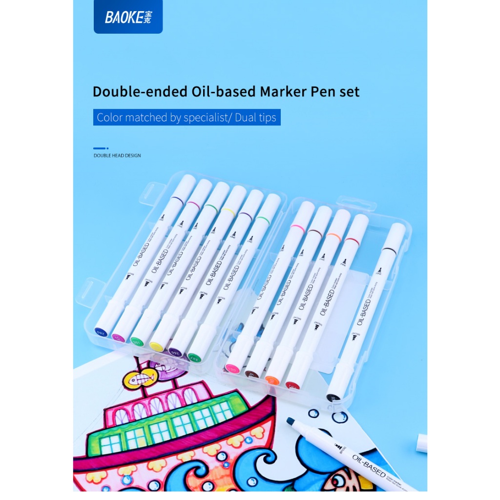 

BAOKE Art Marker Set Spidol Seni Ujung Ganda Pena Seni Set 12/24/36/48 Warna MP2923