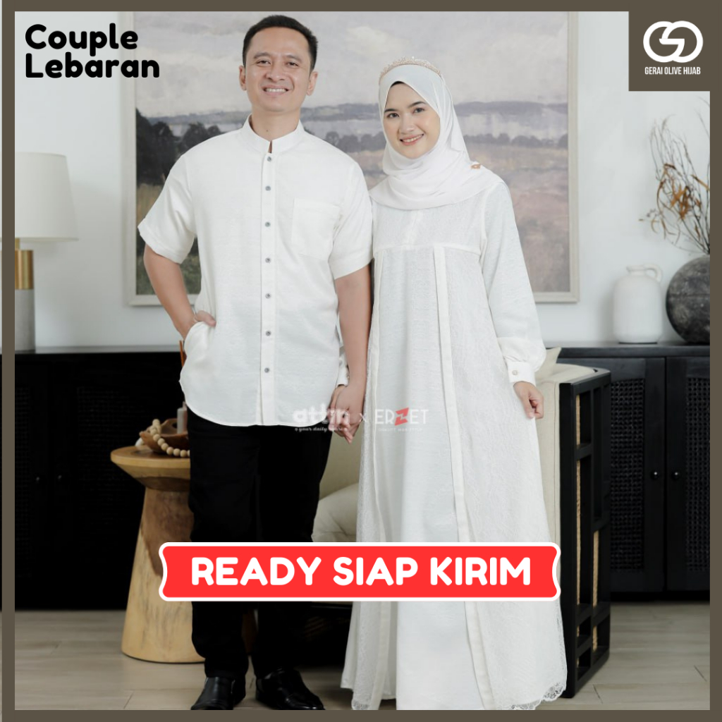Couple Maheer Maheera by Attin Sarimbit Keluarga Lebaran 2024 Baju Pasangan Seragaman Putih