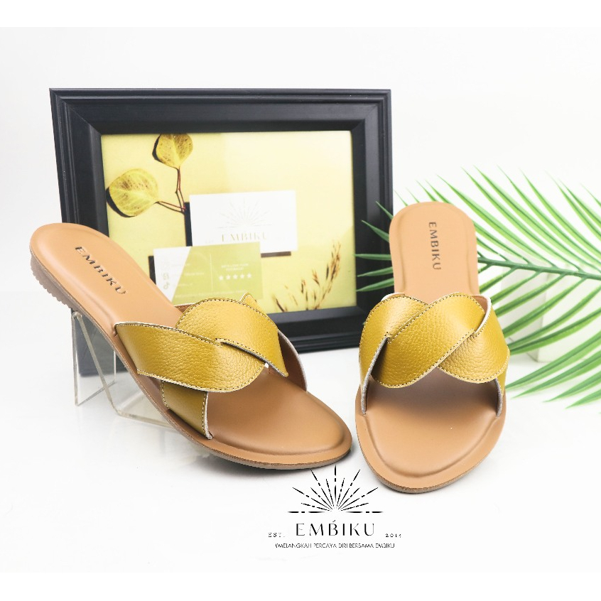 Sandal wanita kulit teplek/Sandal wanita Flat kulit asli