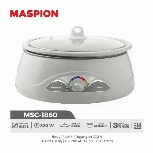 Maspion MSC-1860 Slow Cooker MSC1860 MSC 1860 / Maspion Slow Cooker White 6 Liter MSC 1860 MSC-1860