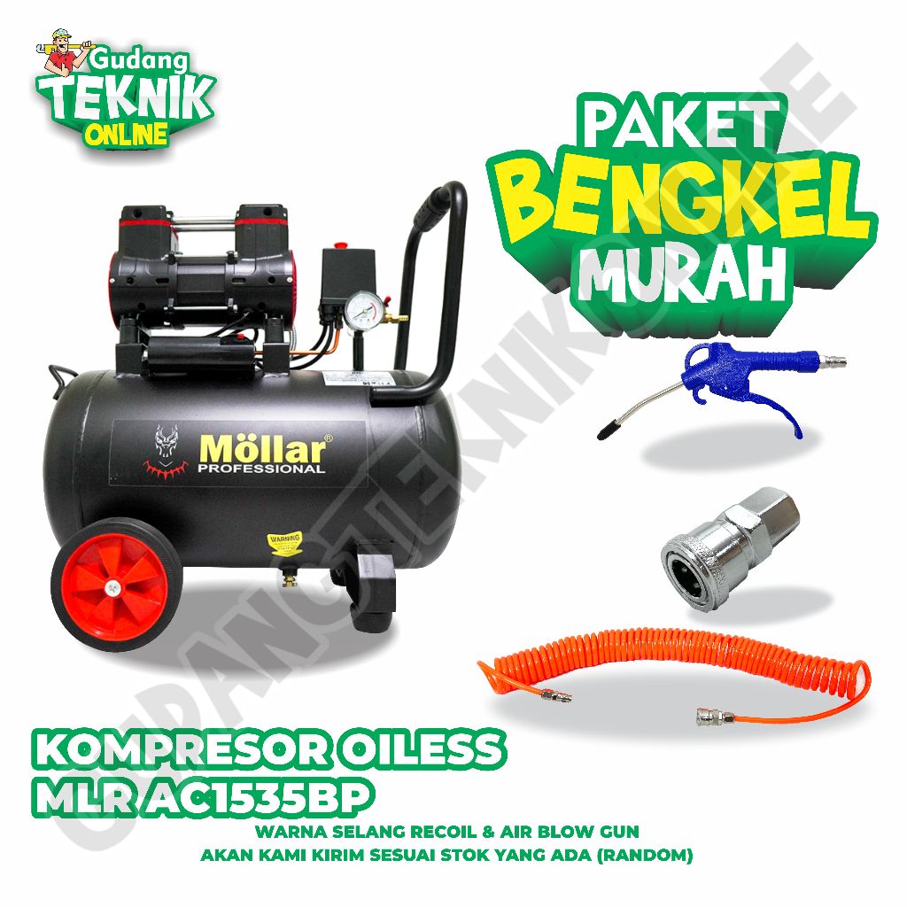 Mesin Kompresor Mollar MLR-AC1535BPR 1HP 35L Kompresor Silent / Silent Oilless Compressor Oilles 1HP