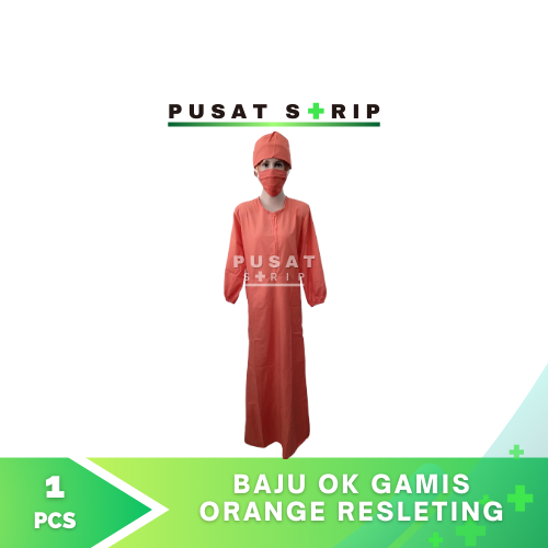 Baju OK Gamis Orange Lengan Panjang Resleting