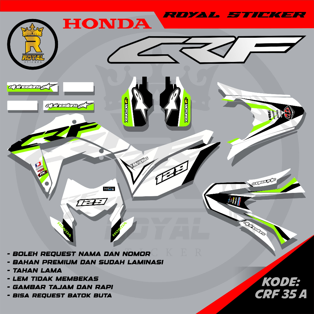 CRF 35-STIKER MOTOR NEW DECAL CRF VARISI DESAIN-STIKER FULL BODY CRF CUSTOM GRATIS CUSTOM NAMA
