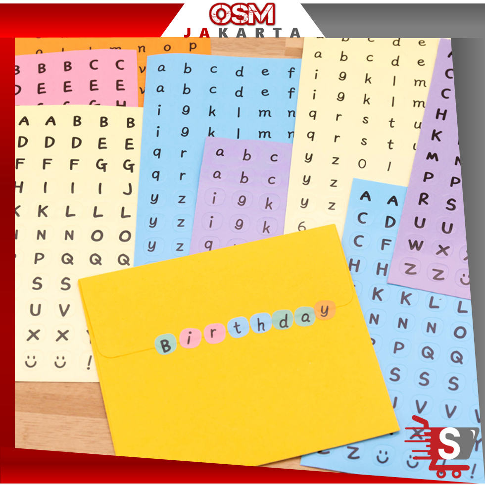 

OSM JKT 6217 Stiker Alphabet Warna Plain / Numeric Sticker Tulisan Angka / Letter Capital Round Sticker / Decoration Sticker Huruf