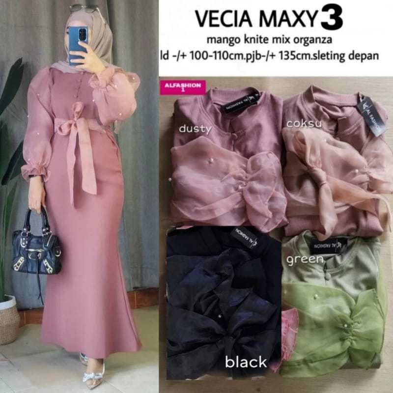VECIA MAXY BY ALFASHION DRESS KONDANGAN KNIT MIX ORGANZA