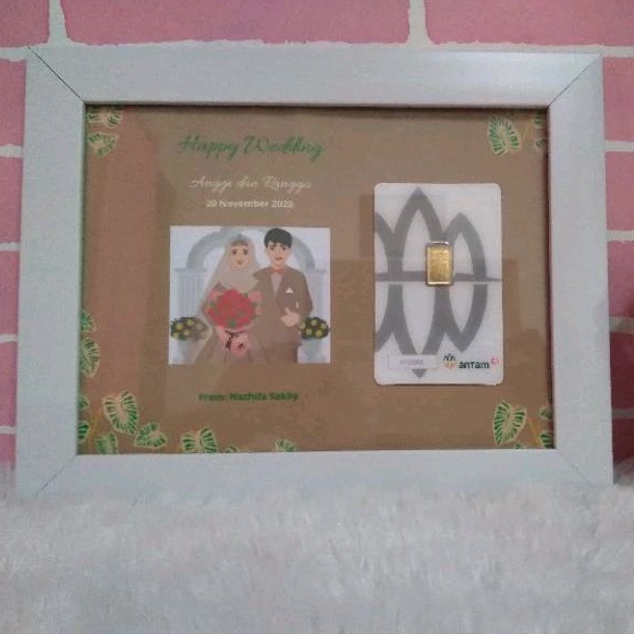 NazhifaSakhy - Bingkai Pigura Frame Gift Series - Happy Wedding 4R 5R 6R (Tanpa Logam Mulia)