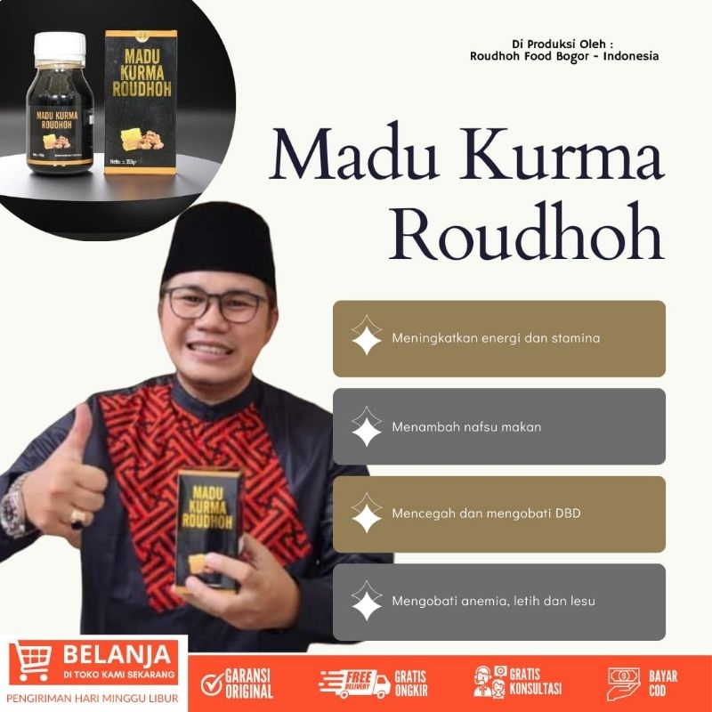 

MADU KURMA ROUDHOH Sari Kurma BPOM ASLI Obat Menjaga Kulit | Jantung Dan Syaraf [ Menambah Nafsu Makan ]