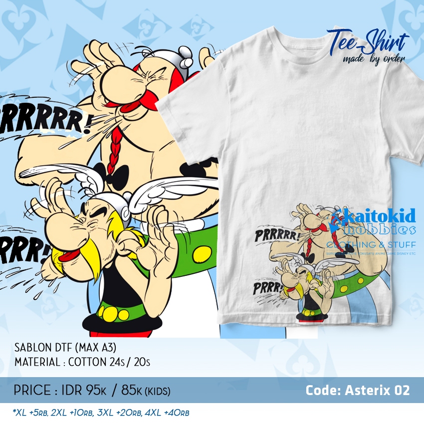 Kaos ASTERIX OBELIX Melet Lucu Komik Jadul bisa custom desain bebas