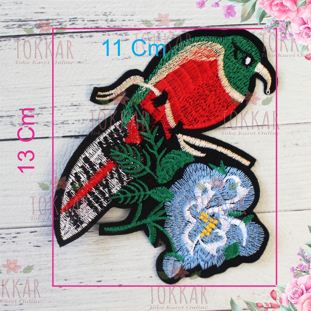 (Per Pcs) AP620 Patch Burung Cantik / Iron Patch Bordir Burung / Aplikasi Bordir Burung / Bordiran T