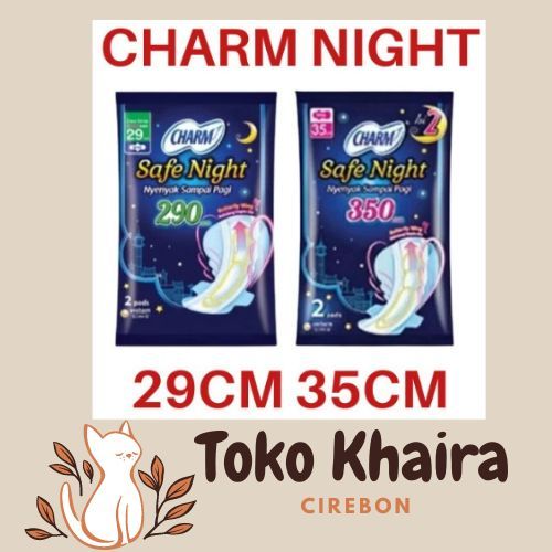 [PROMO] Pembalut Wanita Charm Safe Night 29cm & 35cm wing/sayap (1 Renceng isi 20 Pcs/pads) Pembalut