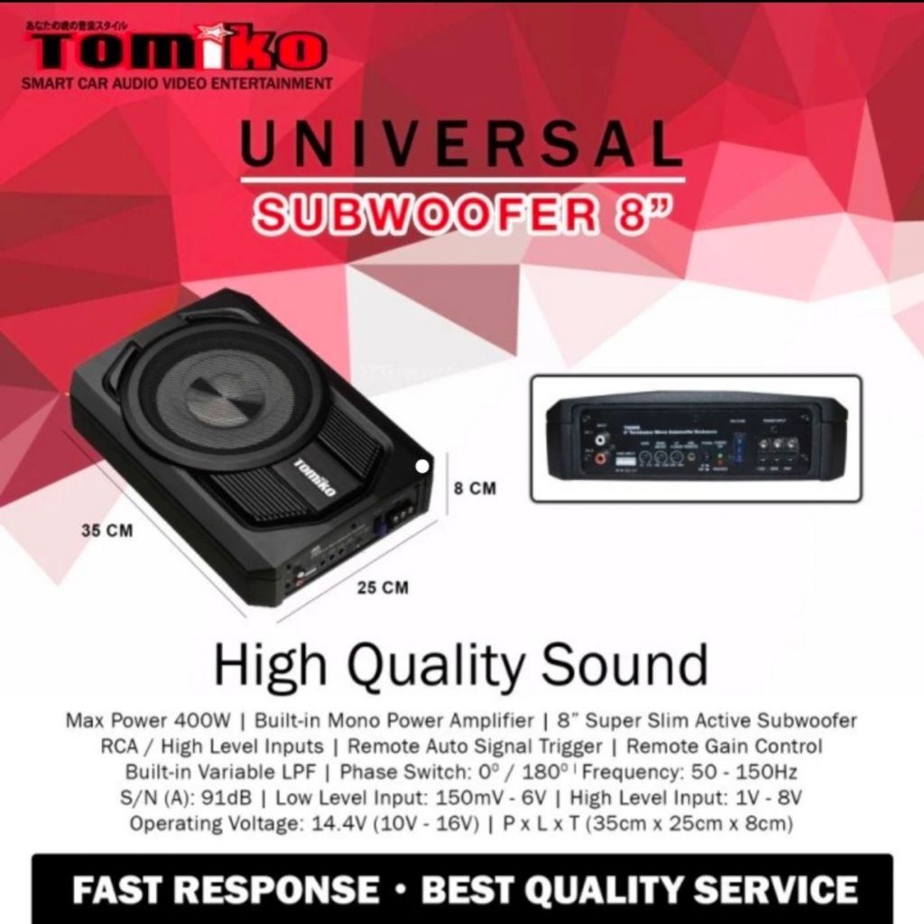 Subwoofer Kolong TOMIKO 8 Inch Subwoofer Aktif TOMIKO TMK 8588 8Inch