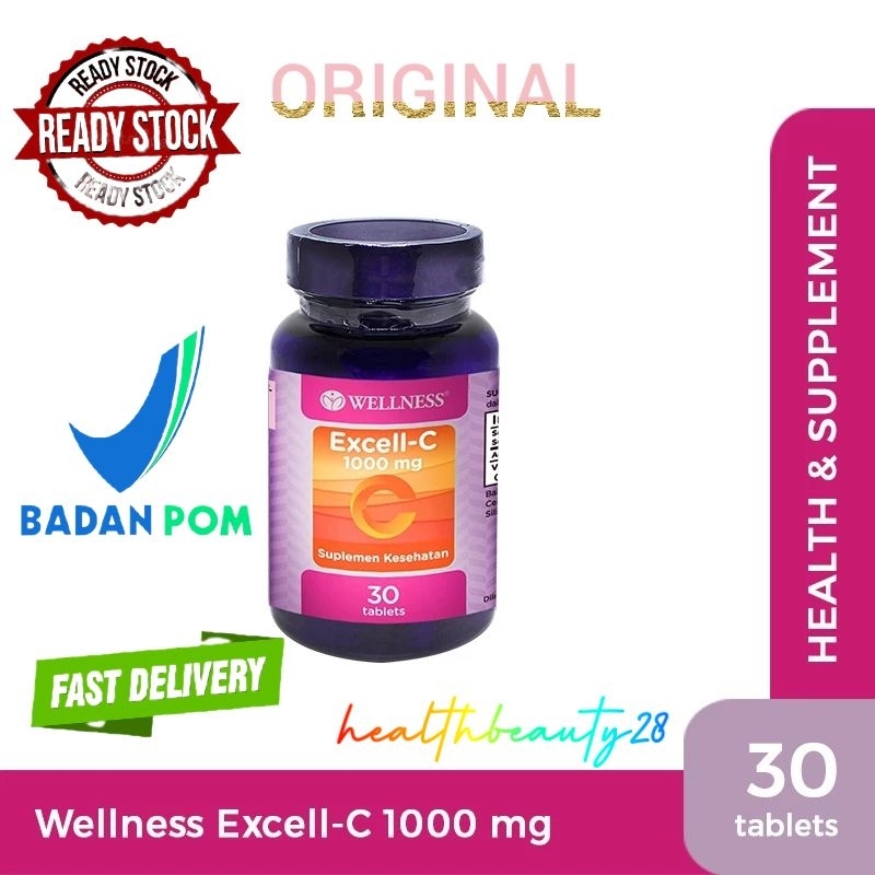 WELLNESS EXCEL C 1000mg 30 tablet (aman dilambung) vitamin c