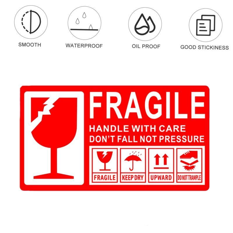 Isi 500 Lembar Sticker Fragile Besar Stiker Fragile Lakban Fragile Unboxing Sticker Paket