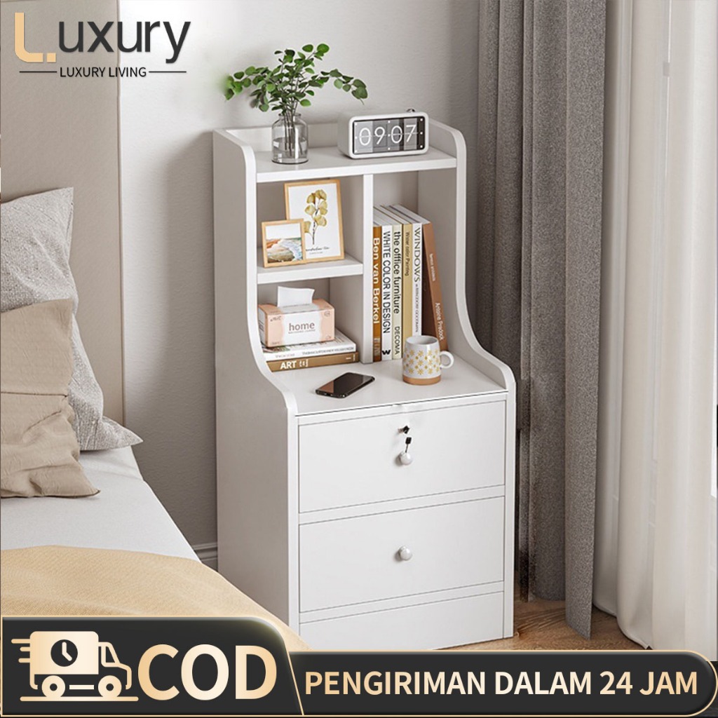 LL Meja Nakas Dengan kunci Minimalis Nakas Bedside Table Meja Kamar Tidur kayu Nakas Minimalis