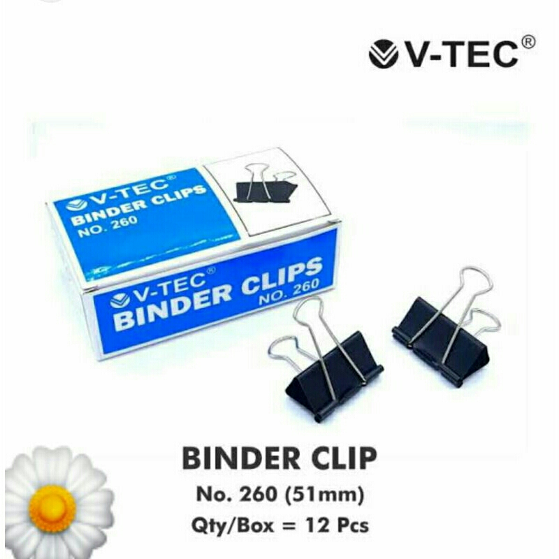 

BINDER CLIP 260 V-TEC PER PAK (12PCS)