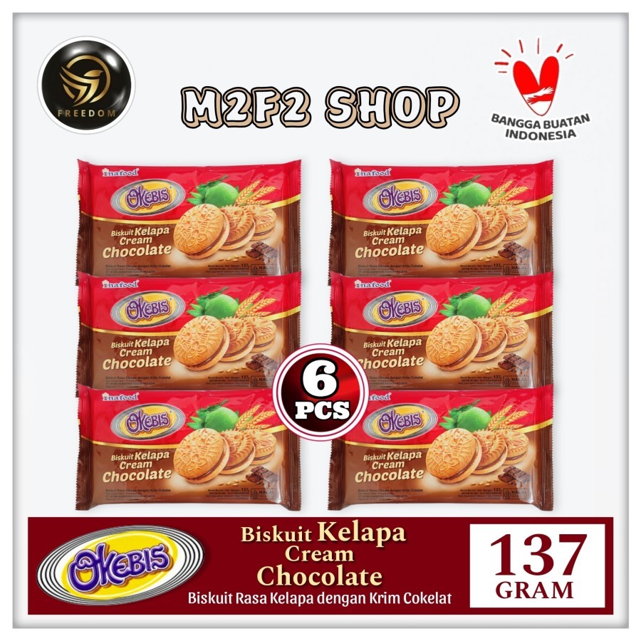 

Okebis Biskuit Kelapa Cream Chocolate | Krim Cokelat - 137 gr (Kemasan 6 Pcs)