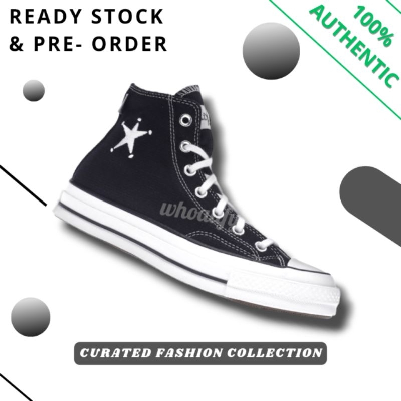 Converse Chuck 70s High Stussy Black White Hemp 173120C - Original