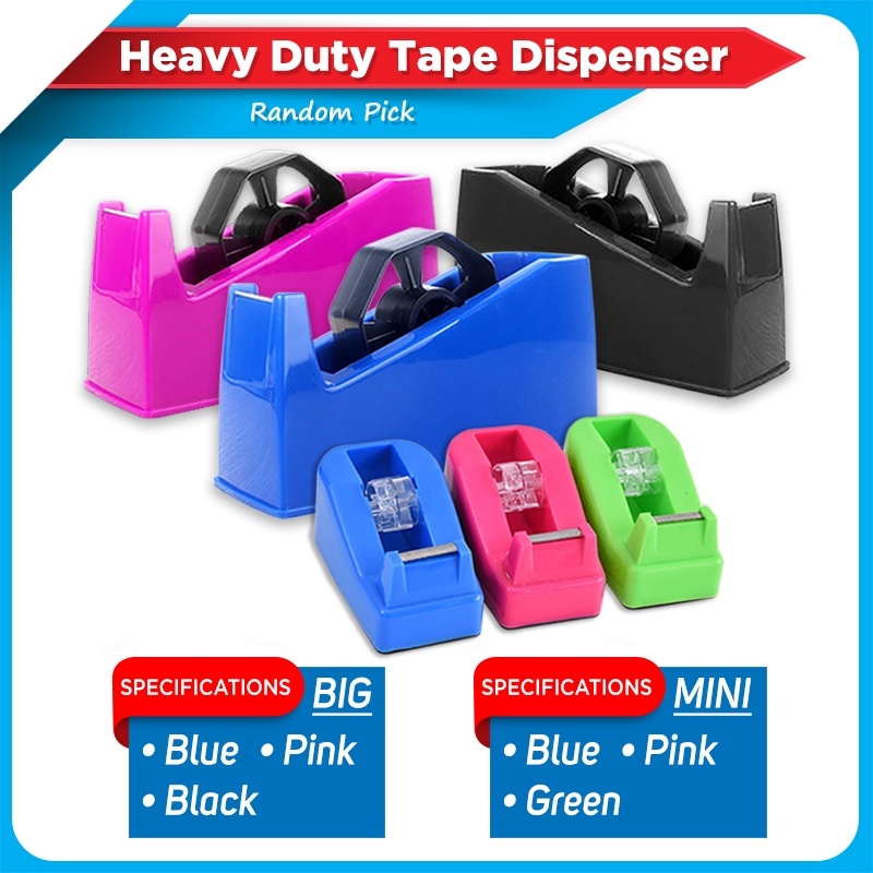 

QUAFF tape cutter/dispenser Tempat pita tugas berat inti besar Kirim warna acak（merah, hitam, biru）tempat lakban dispenser lakban