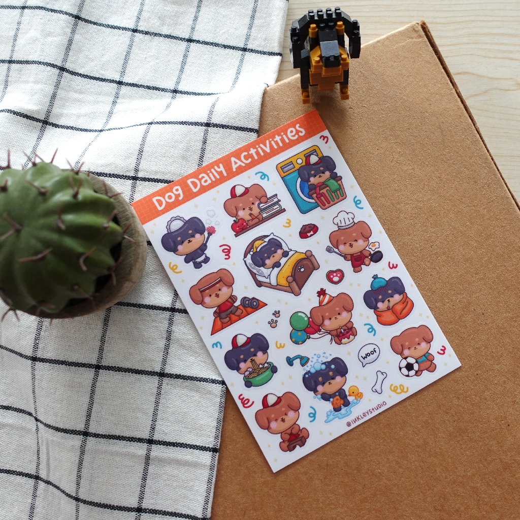 

Dog Daily Activities Sticker Sheet Series | Waterproof | Aesthetic Sticker | Sticker Sheet Pack | Planner Sticker