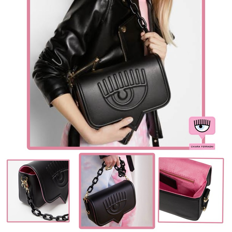ORIGINAL AUTHENTIC Original Chiara Ferragni Tas Cewek Tas Wanita Tas Selempang Tas Bahu Tas Hitam