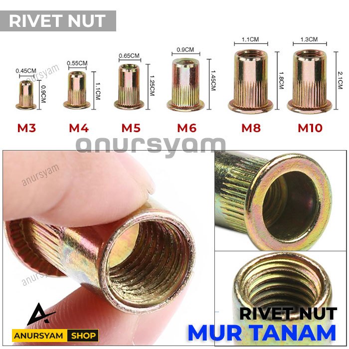 Mur Tanam / Rivet Nut / Insert Nut / Mur Rivet / Mur Furniture