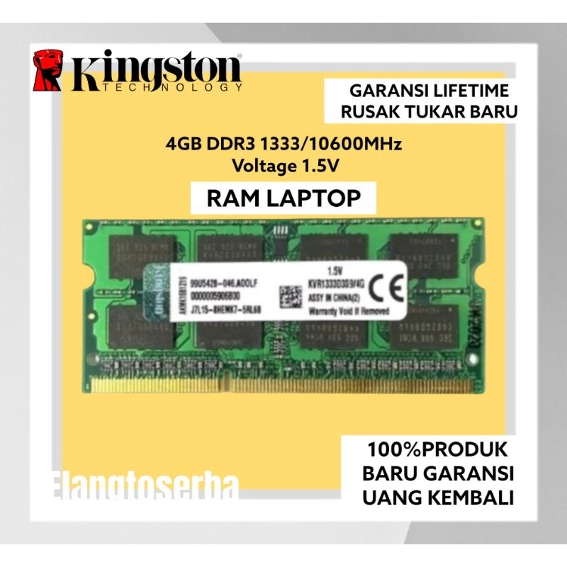 RAM MEMORY LAPTOP KINGSTONE DDR3 4GB 10600MHZ 1333 ORI RAM LAPTOP DDR3 RAM NB DDR3