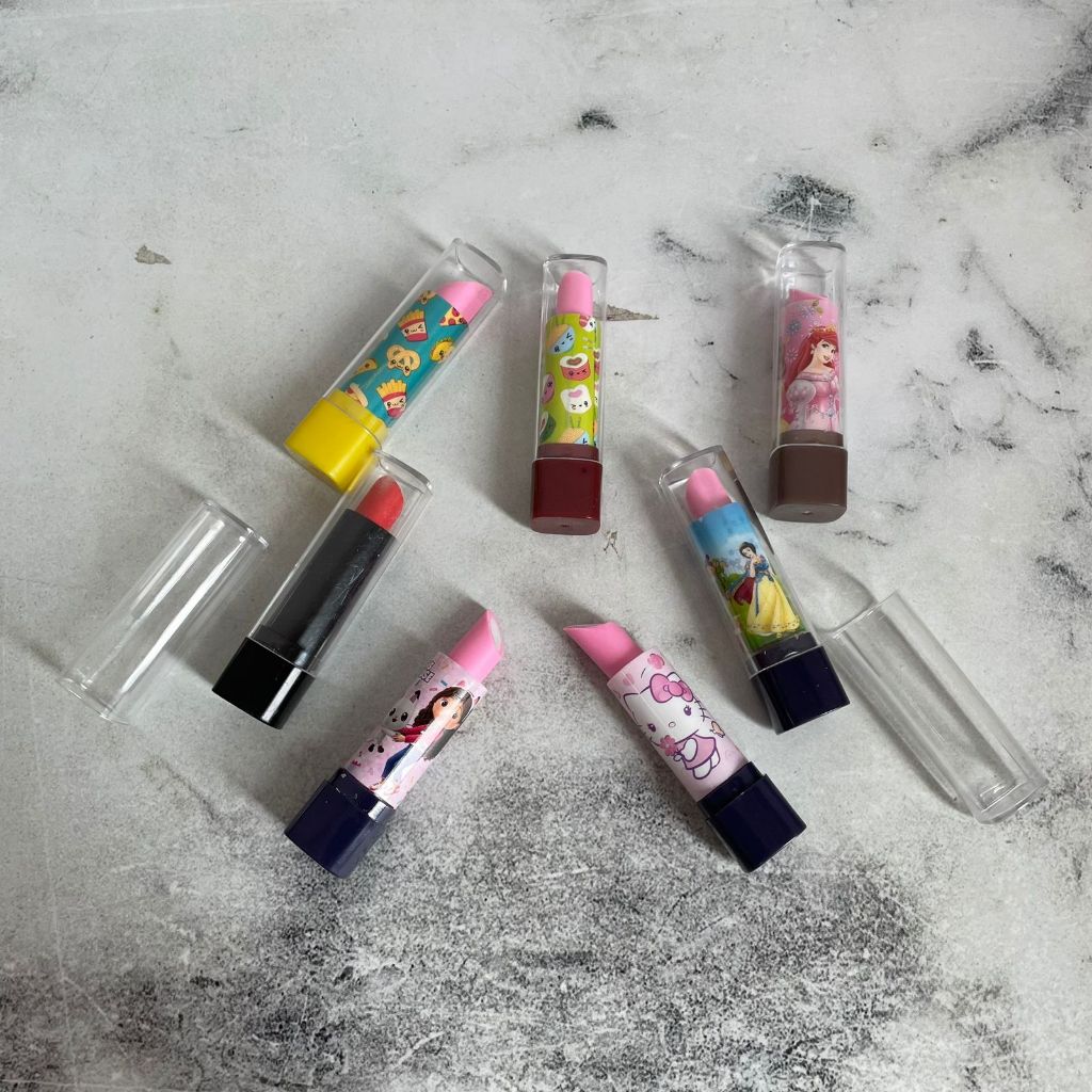 

PENGHAPUS LIPSTIK DISNEY DAN BUAH ER-1232 penghapus bentuk lipstik eraser pensil gambar buah dan kartun penghapus unik lucu kekinian harga terjangkau