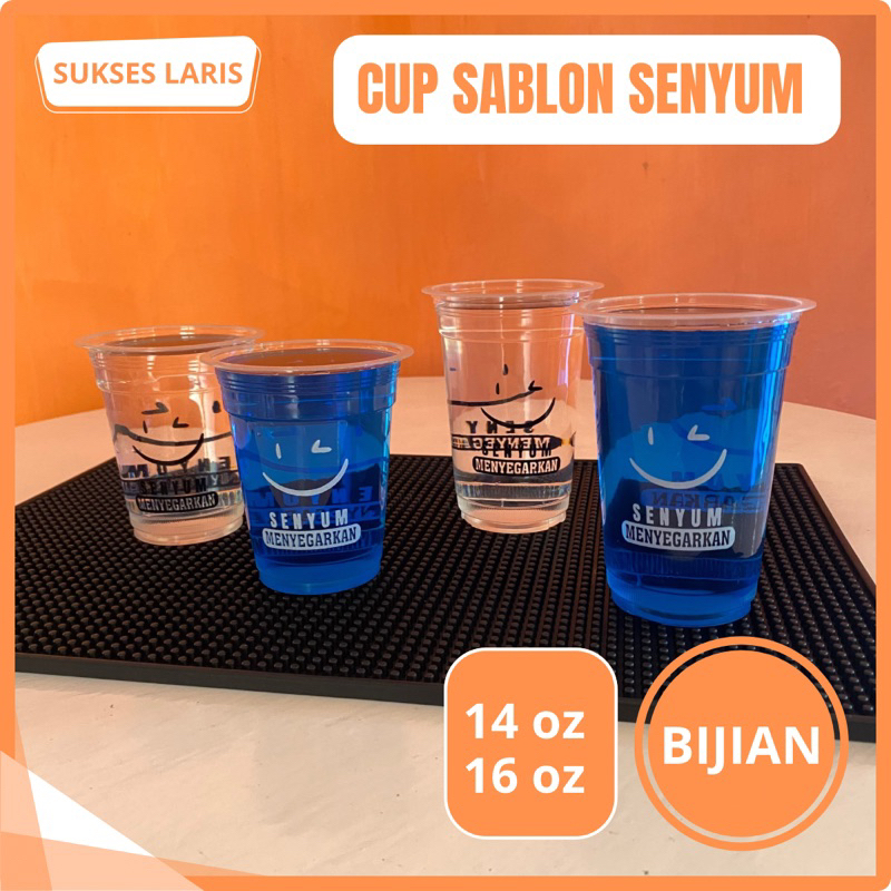 CUP SABLON SENYUM UKURAN 14 OZ 16 OZ | CUP PLASTIK 16 OZ | CUP ES JERUK ES TEH ES PUDING ES JELLY | 
