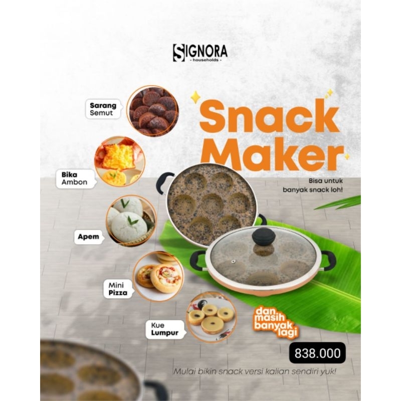 SNACK MAKER SIGNORA 7 Lubang  Granite coating+ Bonus | Cetakan kue Pukis lumpur Apem bika ambon wing