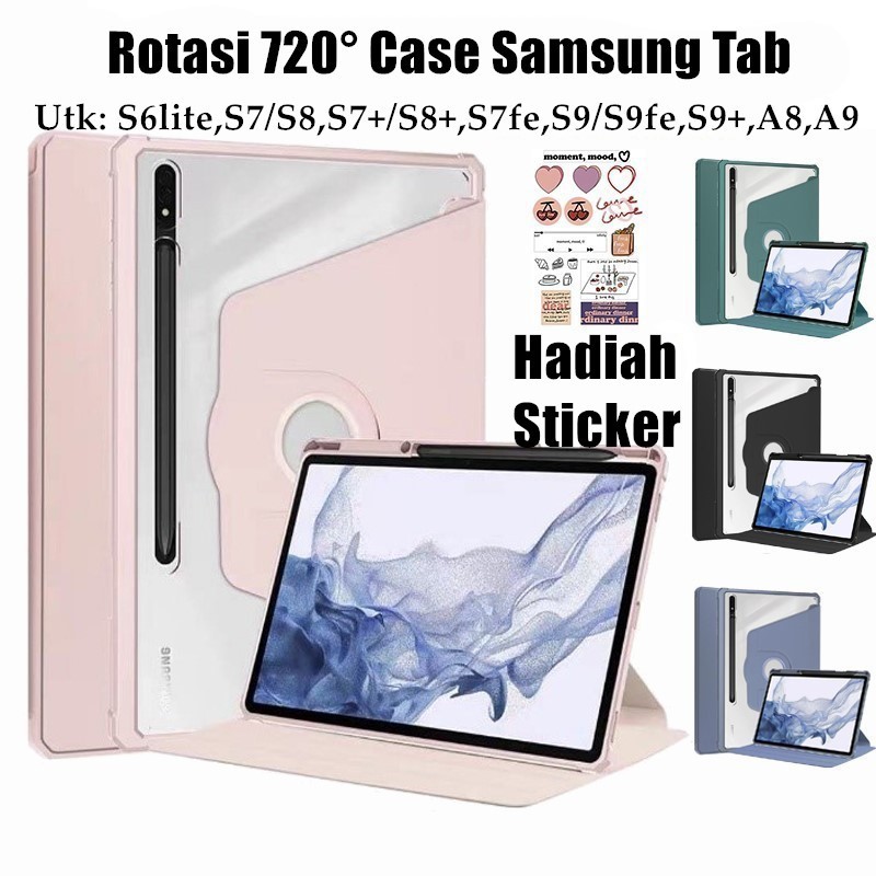 Casing Samsung S9 FE PLUS 720° Rotate S6lite With Pen Slot Samsung Tab Case Magnetik Protective Tabl
