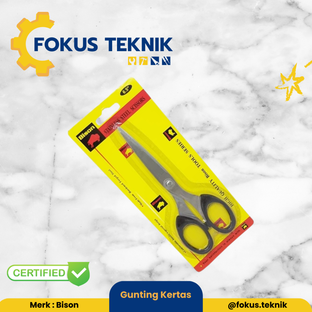 

unting Kertas 6.5" 461 BISON / Gunting Pemotong Kertas Serba guna 6.5 Inch BISON - Stainless Steel Scissor