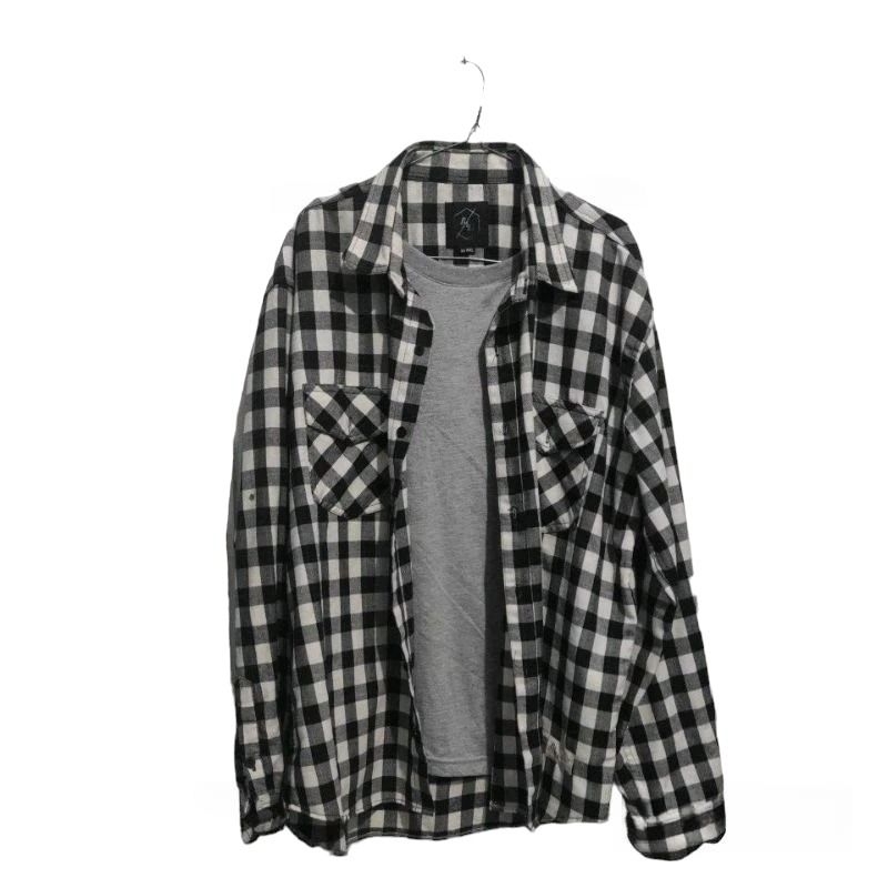 Kemeja Flanel Kaos Putih Pria Wanita Lengan Panjang Casual