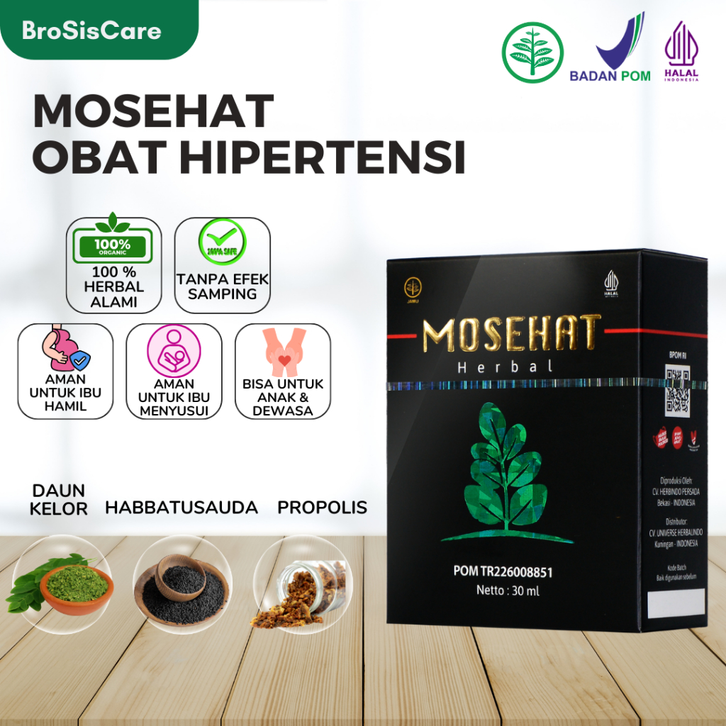 Mosehat Obat Hipertensi Herbal Kolesterol  Alami Ampuh BPOM Halal & Original Berkhasiat Dijamin Asli