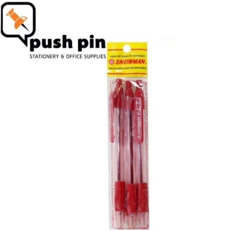 

Snowman Pen / Pena / Pulpen V5 Merah isi 3