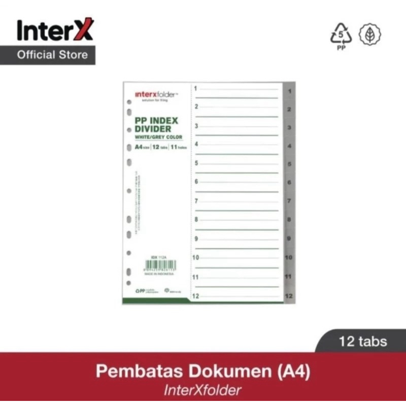 

Index Divider A4 1-12 / Pembatas Binder Odner