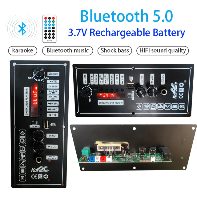 Kit Speaker Aktif Amplifier Board Audio Bluetooth USB Radio TF Amplifier Mobil Square1 Mic Kit Power