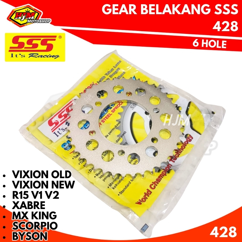 Gear Belakang SSS 428 Vixion - R15 Old - Scorpio - Mx King - Byson Ukuran 38 39 40 41 42 43 44 45 46