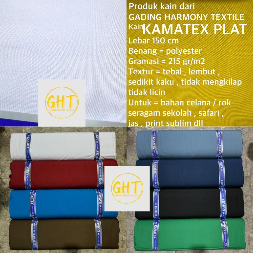 ( per 1 roll ) kain KAMATEX PLAT lebar 150 cm tebal lembut sedikit kaku polyester bahan celana rok s