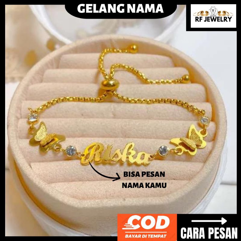 RF JEWELRY - Gelang serut custom nama model kupu titanium