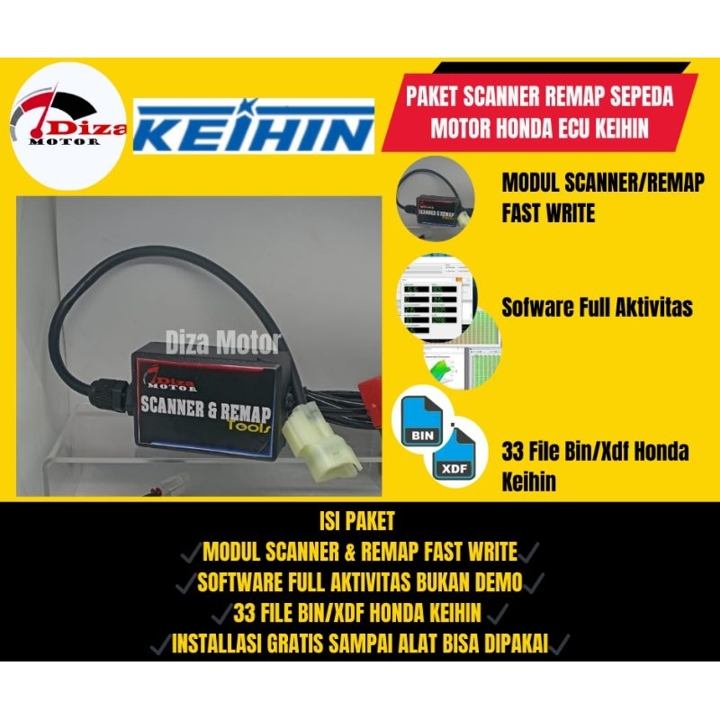 Alat Scanner/Remap/Flasher Sepeda Motor Honda Keihin Honda Fi/Injeksi