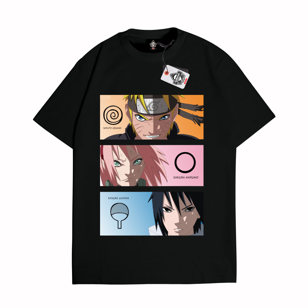 KARIMAKE Kaos Baju T Shirt Distro Unisex Anime Naruto Sasuke Sakura Team 7 Kaos Anime Jepang Manga