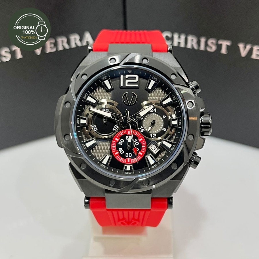 Jam Tangan CHRIST VERRA Pria CV 53604G-36 BLK/RED Original