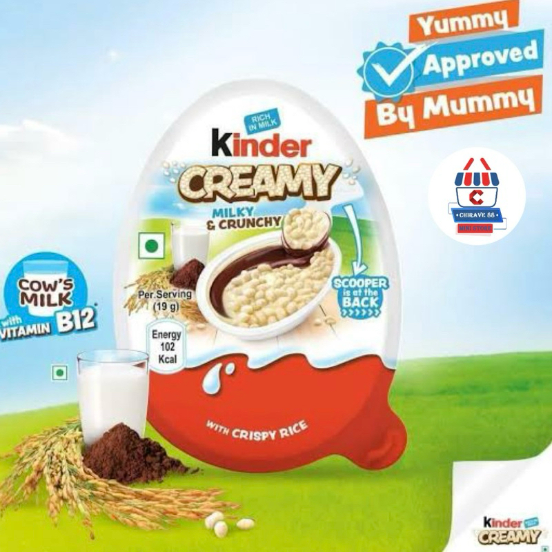 

Kinder Creamy Milky & Crunchy - Cokelat Imitasi dengan Krim Susu dan Krispi Beras 19g