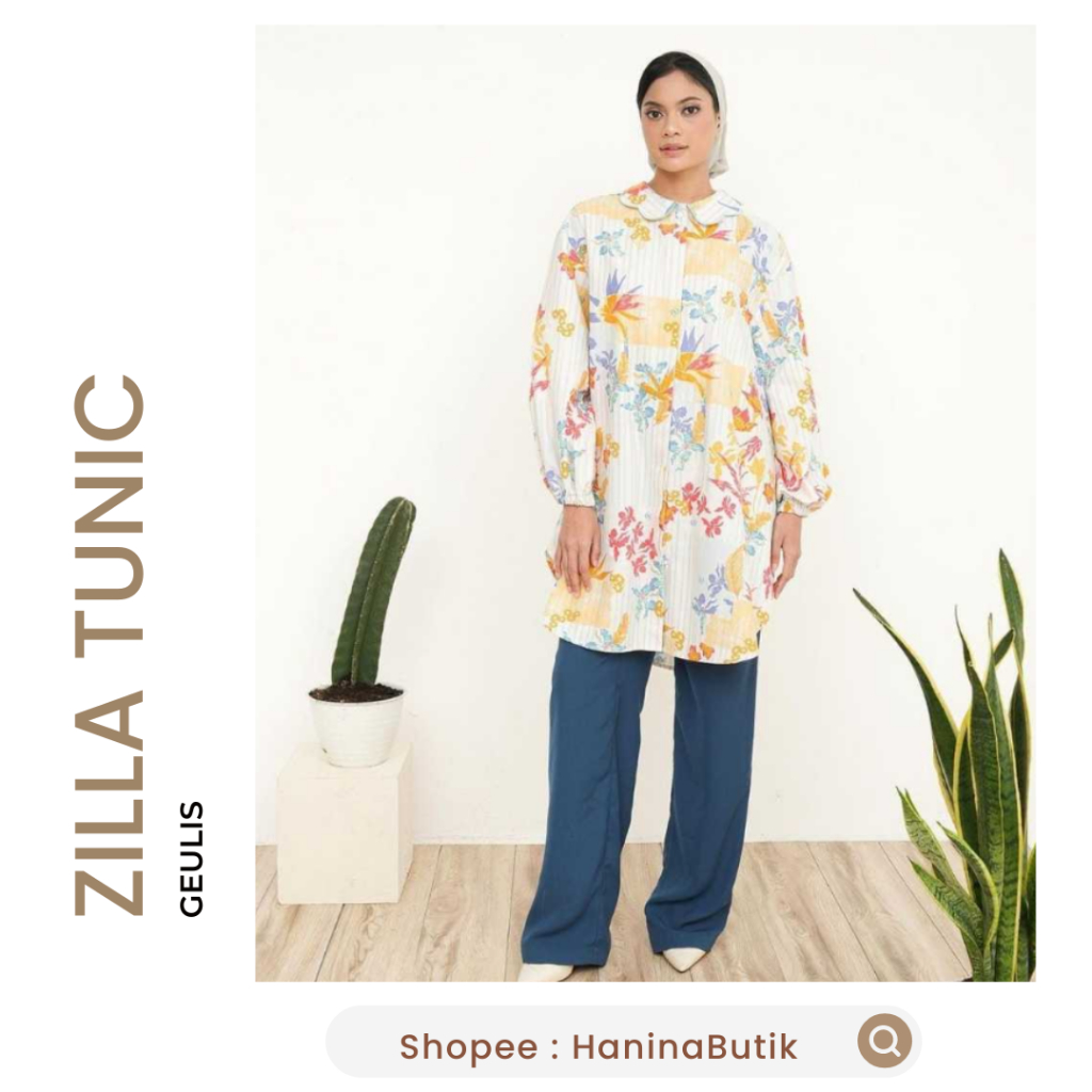 (𝗦𝗜𝗔𝗣 𝗞𝗜𝗥𝗜𝗠) SALE ZILLA TUNIC TUNIK MINT SIZE S by GEULIS | TUNIK MOTIF PRINT | TUNIK KATUN GEULIS