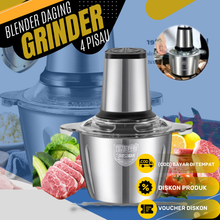 Blender Daging stainless Elektrik Meat Grinder Blender Bumbu Dapur Blender Penghalus Bumbu Daging